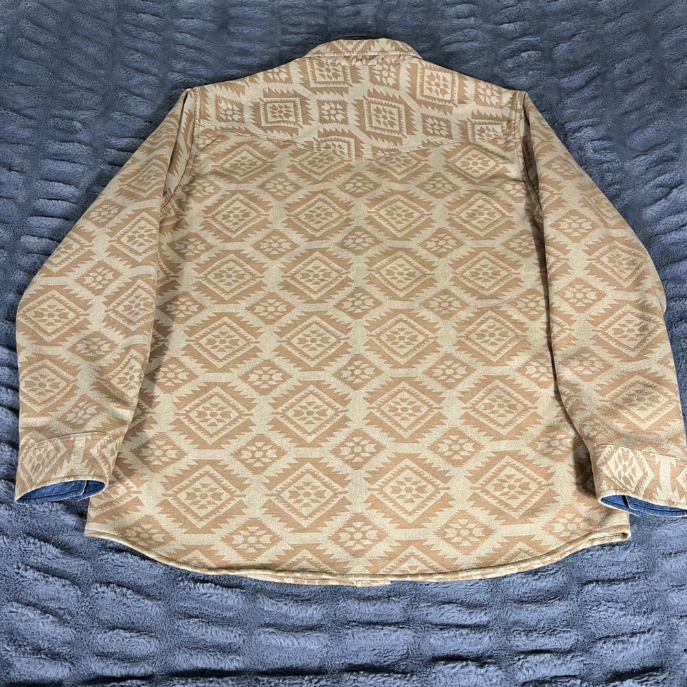 Cody James Mens XL Tan Aztec Southwestern Fleece Lined Western Shirt Jacket - Picture 2 of 8